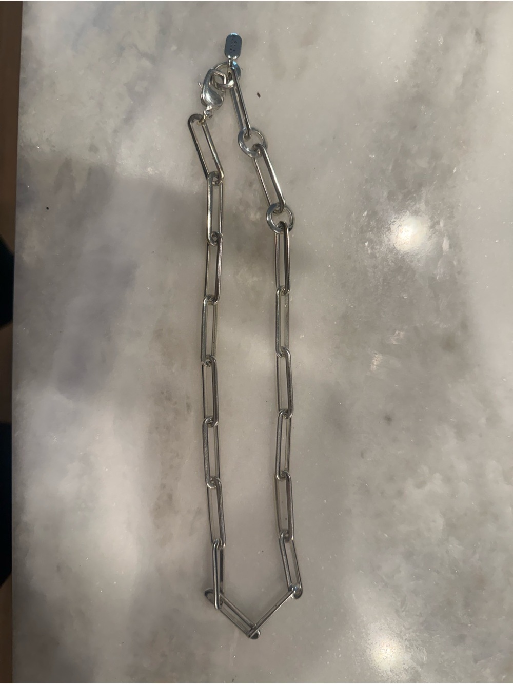Jenny Bird Silver Paperclip Link Chain Necklace – Signed”.